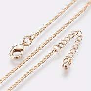 Long-Lasting Plated Brass Curb Chain Necklaces, with Lobster Claw Clasp, Nickel Free, Real 18K Gold Plated, 18.11 inch(46cm), 1.2mm(NJEW-K112-07G-NF)
