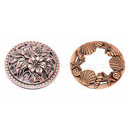 AHANDMAKER 2 Pcs 2 Styles Zinc Alloy Candle Lids, for Aromatherapy Candle, Christmas Theme, Flat Round, Red Copper, 7.95~8.1x1.2~2.25cm(FIND-GA0001-33)