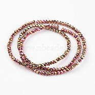 Electroplate Glass Bead Strands, Faceted, Rondelle, Rose Gold Plated, 3x2mm, Hole: 1mm, about 196pcs/strand, 16 inch(EGLA-G014-2mm-FP01)