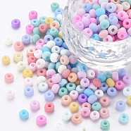 6/0 Glass Seed Beads, Macaron Color, Round Hole, Round, Mixed Color, 4~4.5x3mm, Hole: 1~1.2mm, about 500pcs/50g(X-SEED-T005-14-B13)