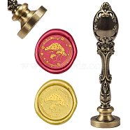 DIY Scrapbook, Brass Wax Seal Stamp and Alloy Handles, Plants Pattern, 103mm, Stamps: 2.5x1.45cm(AJEW-WH0128-01AB)
