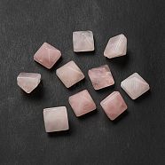 Natural Rose Quartz Beads, Faceted Pyramid Bead, 9x10x10mm, Hole: 1.2mm(G-G997-F11)
