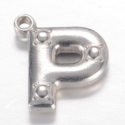 Non-Tarnish 201 Stainless Steel Charms, Letter P, Stainless Steel Color, 15x13x3.2mm, Hole: 1.2mm(X-STAS-G081-38P)