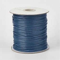 Eco-Friendly Korean Waxed Polyester Cord, Marine Blue, 0.5mm, about 169.51~174.98 Yards(155~160m)/Roll(YC-P002-0.5mm-1140)