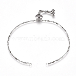 Adjustable 304 Stainless Steel Bracelet Making, Slider Bracelets, for DIY Jewelry Craft Supplies, Stainless Steel Color, Total Length: 9 inch(23cm), 1.5mm, Hole: 2mm(X-STAS-G169-01P-A)