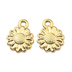 304 Stainless Steel Charms, Flower Charm, Real 18K Gold Plated, 13.5x10.5x1.5mm, Hole: 1.4mm(STAS-R124-01G)