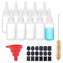 DIY Glue Bottles Kit, with Plastic Glue Bottles & Tip Caps, Silicone Funnel Hopper, Pig Hair Beaker Brush, Chalkboard Sticker Labels, Marker Pen, White, 85x35mm, Capacity: 60ml, 16pcs/set(DIY-BC0011-24B)