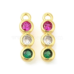 Rack Plating Brass Micro Pave Cubic Zirconia Charms, Long-Lasting Plated, Lead Free & Cadmium Free, Pea, Real 18K Gold Plated, 12.5x3.5x2mm, Hole: 1.2mm(KK-S396-49G)