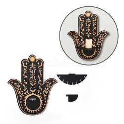Hamsa Hand Wooden Crystal Sphere Display Stands, Witch Stuff Wiccan Altar Decor, Witchy Supplies Small Tray, for Witchcraft, Black, 300x250x55mm(AJEW-G047-01E)