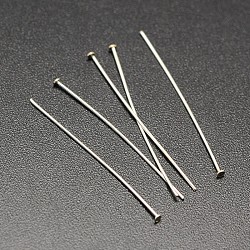 925 Sterling Silver Flat Head Pins, Silver, 30x0.5mm, Head: 1.5mm(STER-M030-B-01S)