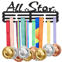 Iron Medal Hanger Holder Display Wall Rack, 3-Line, with Screws, Star, Word, 150x400mm(ODIS-WH0021-733)