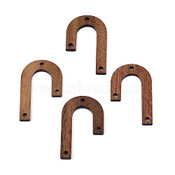 Walnut Wood Pendants, Saddle Brown, 34x21x2.5mm, Hole: 2mm(WOOD-N011-006)
