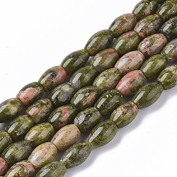 Natural Unakite Beads Strands, Oval, 6~7x4.5mm, Hole: 0.8mm, about  61~64pcs/Strand, 15.75 inch(40 cm)(G-S364-015)