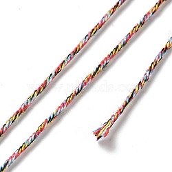 Polyester Twisted Cord, Round, for DIY Jewelry Making, Colorful, 1.2mm, about 38.28 Yards(35m)/Roll(OCOR-G015-01B-14)