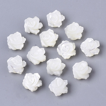 Natural Trochid Shell/Trochus Shell Beads, Double-Sided, Flower, Seashell Color, 8x5mm, Hole: 0.8mm
