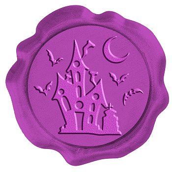 Adhesive Wax Seal Stickers, Envelope Seal Decoration, for Craft Scrapbook DIY Gift, Halloween, Castle Pattern, 30mm, 50pcs/box
