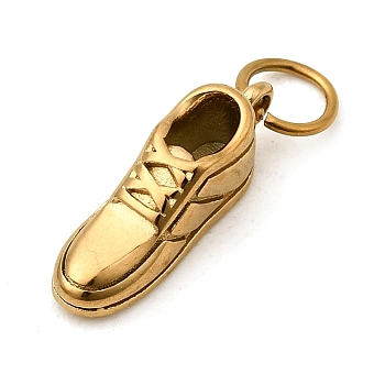 304 Stainless Steel Pendants, Sneaker Charm, Golden, 18x5.4x7mm, Jump Ring: 6x0.8mm, Inner Diameter: 4.5mm
