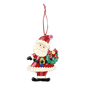 Christmas Santa Claus Handmade Polymer Clay Pendant Decorations, for Christmas Tree Wall Door Hanging Ornaments, Christmas Wreath, 188mm