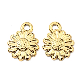 304 Stainless Steel Charms, Flower Charm, Real 18K Gold Plated, 13.5x10.5x1.5mm, Hole: 1.4mm