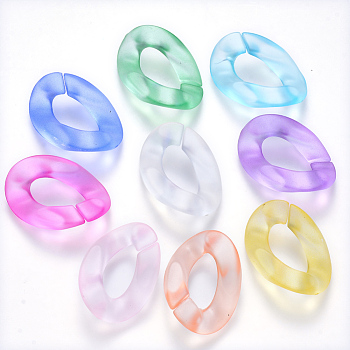 Transparent Acrylic Linking Rings, Quick Link Connectors, for Curb Chains Making, Frosted, Twist, Mixed Color, 30x21x6mm, Inner Diameter: 16x8mm