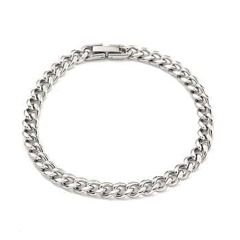 Non-Tarnish 201 Stainless Steel Curb Chain Bracelets for Women and Men, Stainless Steel Color, 7-7/8 inch(20cm)