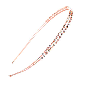 Iron with Rhinestone Hair Bands for Girl, Rose Gold, 150x120mm