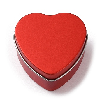 Tinplate Iron Heart Shaped Candle Tins, Gift Boxes with Lid, Storage Box, Red, 6x6x2.8cm