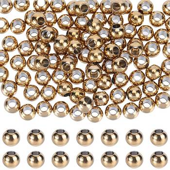 100Pcs Ion Plating(IP) 202 Stainless Steel Rondelle Spacer Beads, Golden, 5x4mm, Hole: 2mm