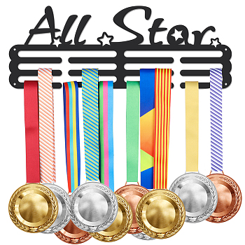Iron Medal Hanger Holder Display Wall Rack, 3-Line, with Screws, Star, Word, 150x400mm