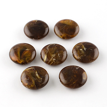 Flat Round Imitation Gemstone Acrylic Beads, Coconut Brown, 22x8.5mm, Hole: 2mm, about 178pcs/470g