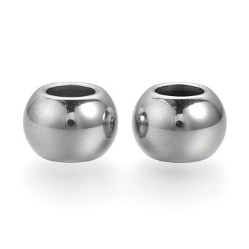 201 Stainless Steel Beads, Rondelle, Large Hole Beads, Stainless Steel Color, 12x8mm, Hole: 6mm