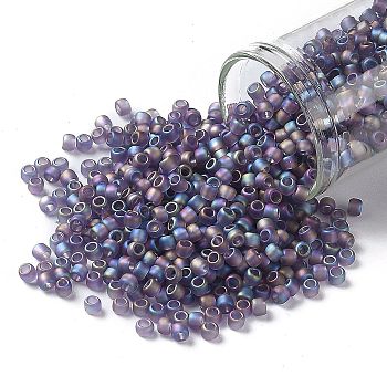 TOHO Round Seed Beads, Japanese Seed Beads, (166DF) Transparent AB Frost Light Tanzanite, 8/0, 3mm, Hole: 1mm, about 222pcs/10g