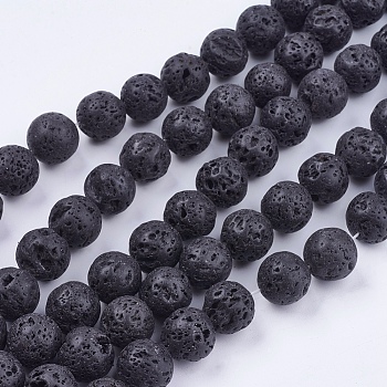 Natural Lava Rock Stone Bead Strands, Round, 14mm, Hole: 1mm, about 27pcs/strand, 14.9 inch