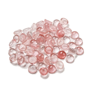 Cherry Quartz Glass Cabochons, Half Round, 4x2~2.5mm