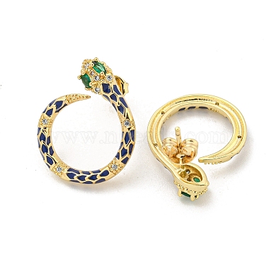 boucles d'oreilles pendantes en laiton plaqué or véritable serpent 18k(EJEW-L269-109G)-2