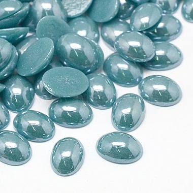 18mm LightSeaGreen Oval Glass Cabochons