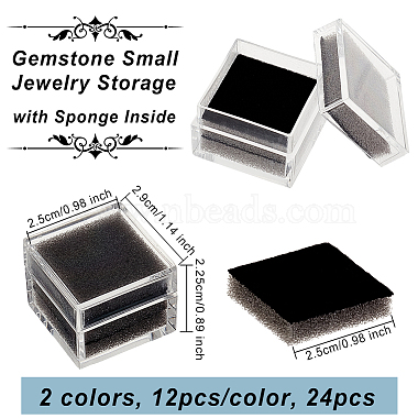 24Pcs 2 Colors Square Transparent Plastic Loose Diamond Box(CON-OC0001-53)-2