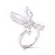Butterfly Clear Cubic Zirconia Cuff Ring(RJEW-D117-01P)-1