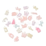 Imitation Jelly Acrylic Pendants, AB Color Plated, Letter A~Z Charms, Mixed Color, 14~16x5~13x4mm, Hole: 2mm, about 2100 pcs/500g(OACR-G058-09)