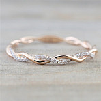 Alloy and Crystal Rhinestone Finger Rings, Twist Ring, Rose Gold, US Size 9(18.9mm)(FS-WGF6D8C-15)