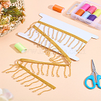 1 Yards Polyester Lace Ribbon with Plastic Beaded Tassel for Sewing Decoration, Goldenrod, 2-3/8 inch(61mm)(OCOR-LP0002-78)