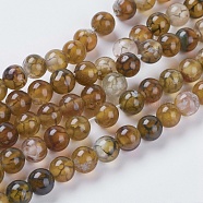 Natural Dragon Veins Agate Beads Strands, Dyed, Round, Olive, 6mm, Hole: 1mm(G-G515-6mm-02B)