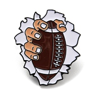 Rugby Theme Enamel Pins, Black Alloy Badge for Backpack Clothes, Rugby, 30x26x1mm(JEWB-F028-04)