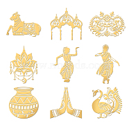 Nickel Decoration Stickers, Metal Resin Filler, Epoxy Resin & UV Resin Craft Filling Material, Golden, Mixed Shapes, 40x40mm, 9pcs/set(DIY-WH0450-139)