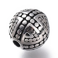 316 Surgical Stainless Steel Beads, Round, Antique Silver, 10x9.5mm, Hole: 1.2mm(STAS-P250-02AS)