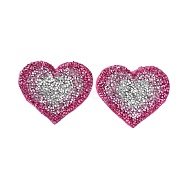 Heart Hotfix Rhinestone, Costume Accessories, Sewing Craft Decoration, Hot Pink, 61x70x2.5mm(DIY-WH0308-193C)