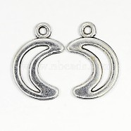 Tibetan Style Alloy Pendants, Moon, Antique Silver, Lead Free & Cadmium Free, 17x11x1mm, Hole: 1.5mm(LF10650Y)