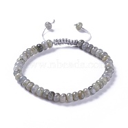 Adjustable Nylon Cord Braided Bead Bracelets, with Natural Labradorite Beads, 2-1/4 inch~2-7/8 inch(5.8~7.2cm)(BJEW-F369-B02)