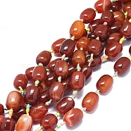 Natural Banded Agate/Striped Agate Beads Strands, Dyed & Heated, Column, Sienna, 17~18x13~15mm, Hole: 1.8mm, about 17pcs/strand, 16.73 inch(42.5cm)(G-L544-063B-02)