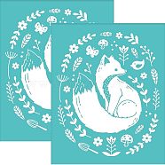 Self-Adhesive Silk Screen Printing Stencil, for Painting on Wood, DIY Decoration T-Shirt Fabric, Turquoise, Fox Pattern, 280x220mm(DIY-WH0338-001)